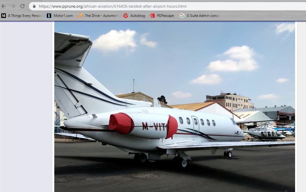 A Hawker 800XP business jet (reg M-VITO), reportedly owned by Yevgeny Prigozhin, landed at Wilson Airport (WIL, HKNW), Nairobi, Kenya three days ago. Rumor is that it landed after closing, IE no ATC, no runway lights, no immigration.    