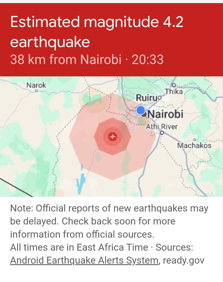 Aardbevingen werden gevoeld in Nairobi