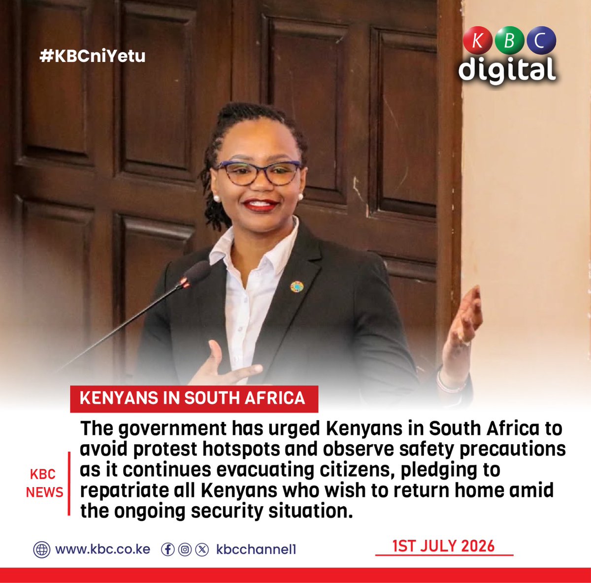 The government has urged Kenyans in South Africa to avoid protest hotspots and observe safety precautions as it continues evacuating citizens, pledging to repatriate all Kenyans who wish to return home amid the ongoing security situation